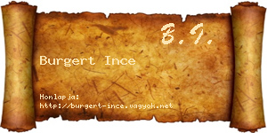 Burgert Ince névjegykártya